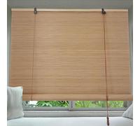 Persianas enrollables de bambú personalizables para puertas y puertas (130 x 130 cm), madera natural con patrón opaco decorativo ajustable, perfecto para uso en interiores y exteriores