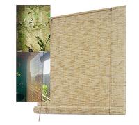 Persianas enrollables de bambú vintage, tejidas a mano, naturales, filtran la luz, impermeables, para puertas de patio al aire libre, 90 x 280 cm
