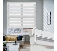 Persianas enrollables de doble capa inalámbricas, sin taladro, sin herramientas, persianas con control de luz para el hogar, dormitorio y cocina, día y noche (gris claro, 46 cm de ancho x 183 cm de