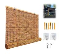 Persianas Enrollables Exterior, Estor Enrollable De Bambú Protección Solar for Patio, Persianas Romanas Impermeable, Persianas De Madera for Porches Y Jardines Traseros(W140*H110cm)