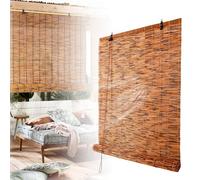 Persianas enrollables opacas de bambú retro de 50 a 155 cm para exteriores, para porche, privacidad, persianas romanas de 150 x 300 cm, elegantes y funcionales