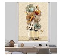 Persianas enrollables opacas impermeables con patrón de flores, fáciles de instalar, para cocina, baño, 75 cm/95 cm/115 cm/135 cm de ancho