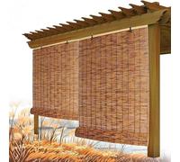 Persianas enrollables para Patio, persianas Retro de bambú, persianas enrollables Opacas de bambú, persianas de bambú Que filtran la luz, persianas Romanas de bambú Impermeables(170 x 180CM)