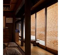 Persianas enrollables retro de bambú carbonizado de 50 a 160 cm, persianas duraderas que filtran la luz para sala de estar, oficina, dormitorio y balcón, elegante decoración del hogar