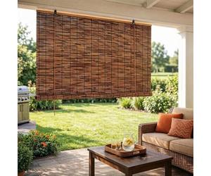 Persianas Retro de bambú para Patio, persianas enrollables de bambú para Exteriores, estores de caña Impermeables, estores enrollables opacos de bambú, Pantalla de privacidad paraso(160 x 210CM)