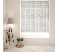 Persianas romanas de bamb transparente ARLO BLINDS con cenefa - Blanco 75 cm de ancho x 152 cm de alto - Persianas inal mbricas que filtran la l