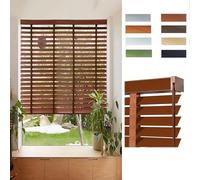 Persianas Venecianas de Madera Auténtica con Muchos Tamaños 25 40 45 60 75 85 90 cm, Persiana de Interior Protección contra la Luz, Lamas de 5cm, Estores Horizontales Fácil Instalación(Marrón)