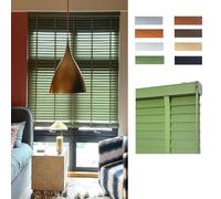 Persianas Venecianas de Madera Auténtica con Muchos Tamaños 25 40 45 60 75 85 90 cm, Persiana de Interior Protección contra la Luz, Lamas de 5cm, Estores Horizontales Fácil Instalación(Verde)