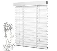 Persianas venecianas de madera de bambú de alta calidad para privacidad, listones de madera maciza de 50 mm, cubierta de ventana blanca, 60 x 120 cm, decoración elegante para el hogar