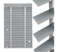 Persianas Venecianas de Madera para Interior 55 63 75 85 98 105 115 125 135 145cm Persiana Horizontales 50 mm Láminas Horizontales Estores Veneciana para Dormitorio, Salón y Oficina(Gray)