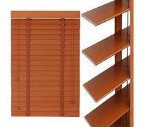 Persianas Venecianas de Madera para Interior 55 63 75 85 98 105 115 125 135 145cm Persiana Horizontales 50 mm Láminas Horizontales Estores Veneciana para Dormitorio, Salón y Oficina(Cocoa)