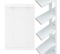 Persianas Venecianas de Madera para Interior 55 63 75 85 98 105 115 125 135 145cm Persiana Horizontales 50 mm Láminas Horizontales Estores Veneciana para Dormitorio, Salón y Oficina(White)