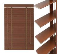 Persianas Venecianas de Madera para Interior 55 63 75 85 98 105 115 125 135 145cm Persiana Horizontales 50 mm Láminas Horizontales Estores Veneciana para Dormitorio, Salón y Oficina(Brown)