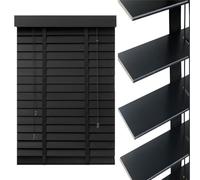 Persianas Venecianas de Madera para Interior 55 63 75 85 98 105 115 125 135 145cm Persiana Horizontales 50 mm Láminas Horizontales Estores Veneciana para Dormitorio, Salón y Oficina(Black)