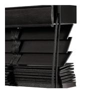 Persianas Venecianas de Madera para ventana listones horizontales de 50mm W25-160cmxH60-280cm Privacidad opacas Persianas Estores Venecianos Protección Solar para Oficina Cocina(CR5010 - Black)