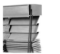 Persianas Venecianas de Madera para ventana listones horizontales de 50mm W25-160cmxH60-280cm Privacidad opacas Persianas Estores Venecianos Protección Solar para Oficina Cocina(CR5003 - Gray)