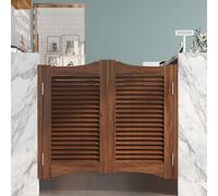 Persianas Venecianas Puertas Batientes De Café, Medias Puertas Interiores De Madera Maciza Con Bisagras, Partición De Cierre Automático For Pasillo, Cocina,(A,W95xH80cm(37.40x31.49in))