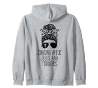 Persiguiendo a Jesús Y Los Niños Pequeños Moño Desordenado Mamá Sudadera con Capucha