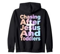 Persiguiendo a Jesús y niños pequeños Cruz de fe Cristiana Sudadera con Capucha