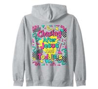 Persiguiendo a Jesús y niños pequeños Retro Vida de Padres Cristianos Sudadera con Capucha