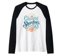 Persiguiendo Costas, Conchas costeras, Puesta de Sol Camiseta Manga Raglan