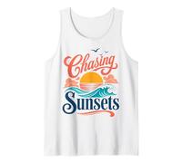 Persiguiendo Puestas de Sol, Estilo Retro, Playa y Ambiente costero Camiseta sin Mangas