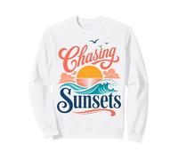 Persiguiendo Puestas de Sol, Estilo Retro, Playa y Ambiente costero Sudadera