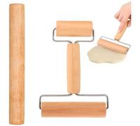 Persiiious 2 Pieza Rodillo de Madera Antiadherente, Rodillo de Madera, Dough Baker Roller, Rodillo de Masa con Dos Rollos, Ideal para Amasar Masa, Pizza, Postres y Dumplings