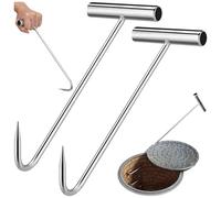 Persiiious 2 piezas Gancho Alcantarilla, 30cm Elevador de Tapa de Canal, Ganchos para Tapa de Alcantarilla, Elevador de Tapa de alcantarilla de Acero Inoxidable, Para Abrir Puertas Y Mover Objetos