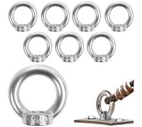 Persiiious 8 Piezas M10 Tuerca de Anillo,Ojales de Elevación,304 Anilla Hembra Para Levantar Acero Inoxidable,Tuerca De Ojo Elevación,Tuercas de Anillo,para Varios Equipos de Elevación de Ingeniería