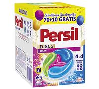 Persil 4 en 1 DISCS Color, detergente de color, 70 + 10 (1 x 80) lavados para eliminar las manchas, potencia luminosa, fresca, cera de fibra y ropa limpia higiénica