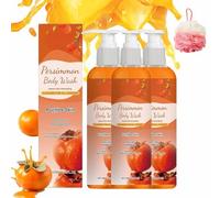 Persimmon Soap Liquid For Body Odor Control,Natural Soap With Persimmon Extract,Gentle Deodorizing Shower Gel For Women & Men,Daily Care (0015-3Pcs, Persimmon flavor)