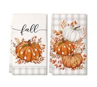 Persistence 2 toallas de cocina a cuadros color naranja calabaza gris otoño paños de cocina de secado casa de campo decoración del hogar