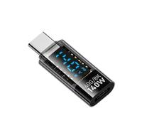 Persistence Adaptador USB C, Pantalla LED de Potencia, 140 W, 40 Gbps, 8 K, Extensión USB C, Conector Tipo C PD3.1, Medidor de Potencia Tipo C, Color Negro