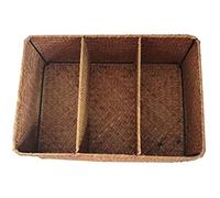 Persistence Cestas de mimbre de 3 secciones para estantes, cestas de almacenamiento de hierba marina tejida a mano, cesta de papel higiénico grande