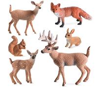Persistence Figuras de Animales del Bosque de 6 Piezas, Figuras de Criaturas del Bosque, Ardilla, Ciervo, Conejo, Figuras Familiares, Juguetes en Miniatura