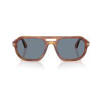 Persol Gafas de sol unisex Po3393s Guido cuadradas, Terra Di Siena/Azul claro, 56 mm