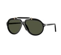 Persol Unisex Persol PO0202S 95/31 Gafas de sol Acetato Negro Verde Cuadrada Normal