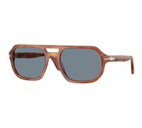 Persol Gafas de sol unisex Po3393s Guido cuadradas, Terra Di Siena/Azul claro, 56 mm