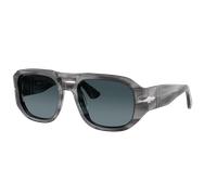 Persol Unisex Sunglass PO3373S - Vincent - Color del Marco: Gris a Rayas, Color de la Lente: Azul claro y azul oscuro degradado