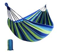 Persona Algodón Arco Iris Cama Colgante Capacidad Raya Hamaca Columpio Portátil 260 * 80cm for Exterior Interior con Bolsa de Transporte(Blue)