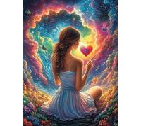 Persona con corazón en el bosque cósmico Puzzles 1000 Piezas Estera Portátil 3D Cuento de hadas acompañante mágico Rompecabezas Familiar Para Adultos Aliviar Estrés Decoración Hogar Moderno Creativo 1