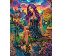 Persona con Pelo Morado en una Ciudad fantástica Puzzles 500 Piezas DIY Creativo Rompecabezas Familiar para Toda La Familia Juguete Educativo Aliviar Estrés Decorativo 500 PCS