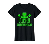 Persona de Entrega afortunada Funny St Patricks Day Delivery Persona Camiseta gráfica económica, Mujer, Negro, XL