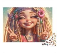 Persona Estilo Hippie Puzzle para Adultos Puzzle de 1000 Piezas Gesto de Paz Puzzle para Toda la Familia 52x38cm/1000pcs