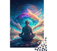 Persona Meditación Puzzle de 1000 Piezas Escena de Nubes Fantasía Puzzle para Adultos Puzzle de Papel Relajación Concentración Puzzle para Toda la Familia Decoración Regalo 38x26cm/1000pcs
