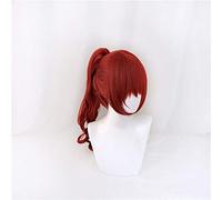 Persona5 THE ROYAL P5R Cosplay Pelucas Yoshizawa Kasumi Vino tinto Clip Ponytails Peluca de pelo sintético Halloween Hair + Peluca Cap