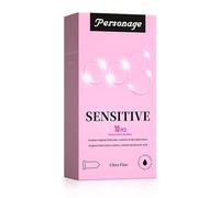 PERSONAGE Condones Ultra Finos con Ácido Hialurónico, 10 Unidades - Grosor de 0.03mm, Sensación Invisible, Máxima Sensibilidad, Material de Látex Natural, Sin Olor, Lubricación Extra Suave