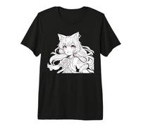 Personaje Anime Catgirl - Lindas Orejas de Gato Kawaii Neko Manga Camiseta Premium