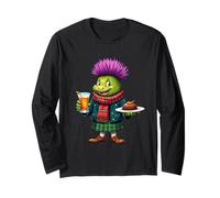 Personaje de cardo escocés con Whisky Dram y Haggis Manga Larga